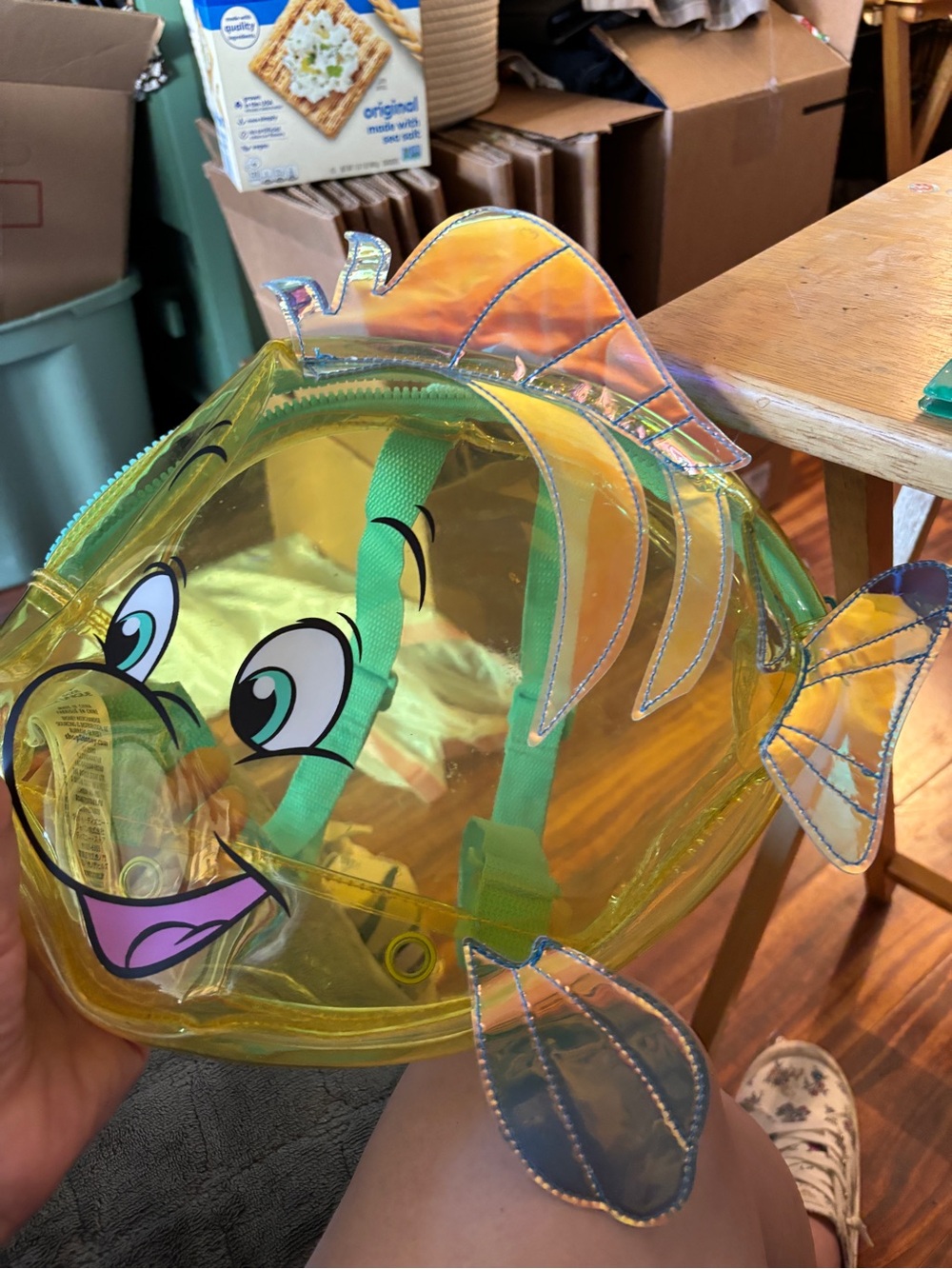 🐠 Disney Store Flounder Clear Mini Backpack from The Little Mermaid - Picture 1 of 3